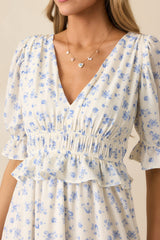 Tulip Tea Time Ivory Floral Ruffle Maxi Dress