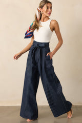 So In Sync Dark Wash Pinstripe Wide Leg Jeans