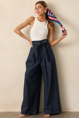 So In Sync Dark Wash Pinstripe Wide Leg Jeans