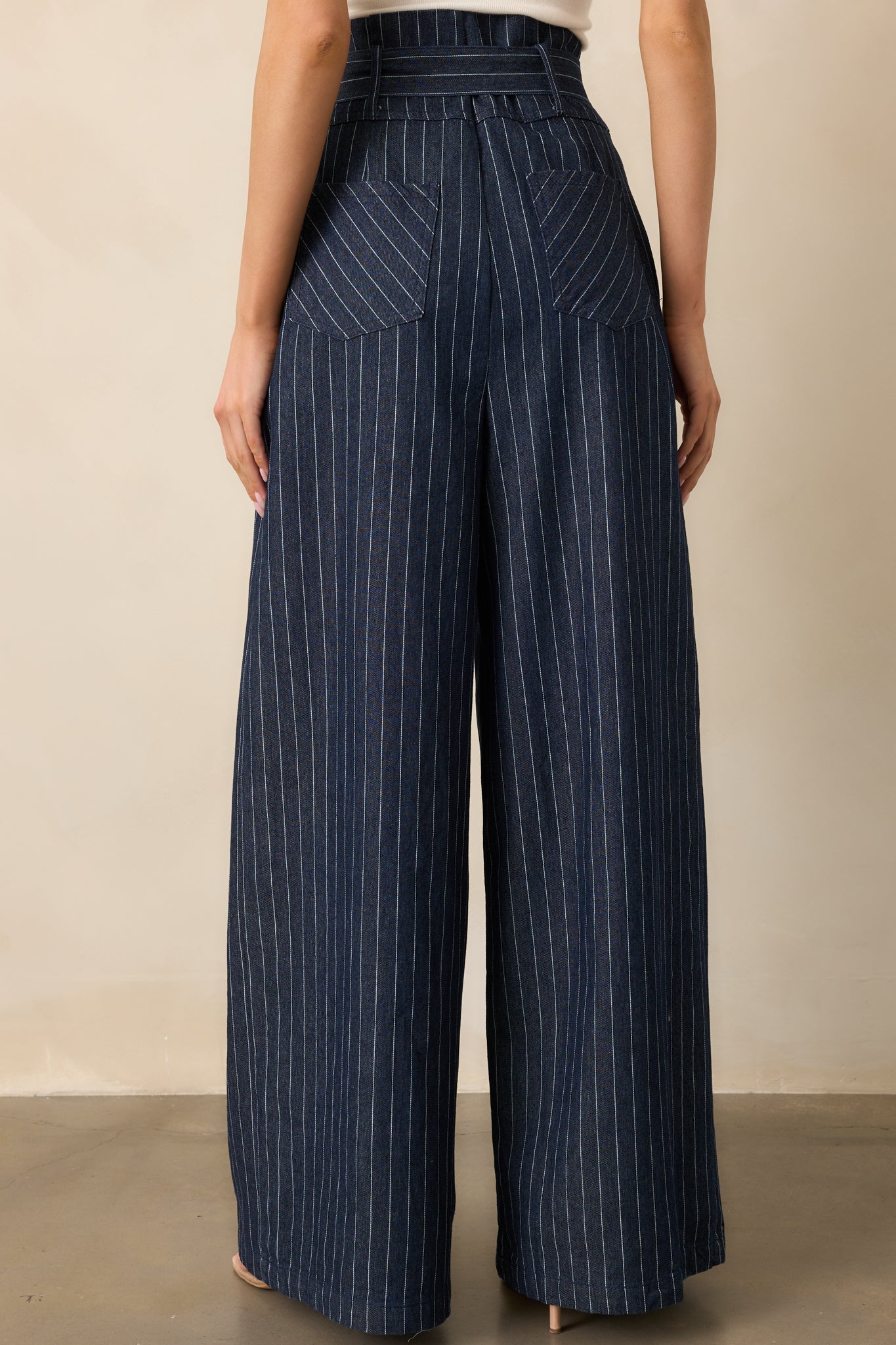 So In Sync Dark Wash Pinstripe Wide Leg Jeans