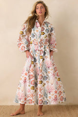 Paradisa Anna Maria Multi Linen Coastal Print Maxi Dress