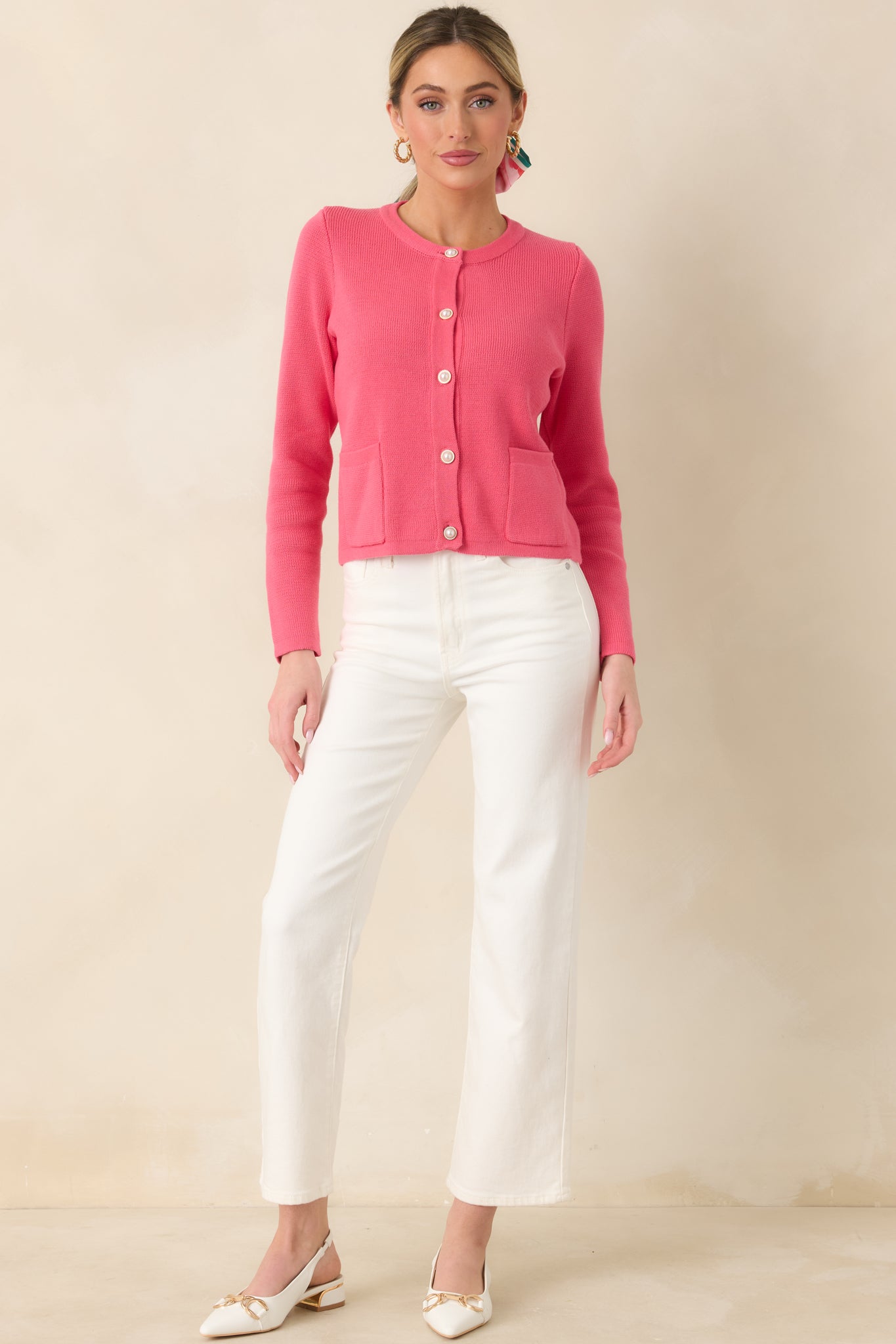 Prosperina Kennedy Azalea Pink Cotton Cardigan