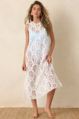 Paradisa Stella Maris Ivory Sheer Lace Cover Up Midi Dress