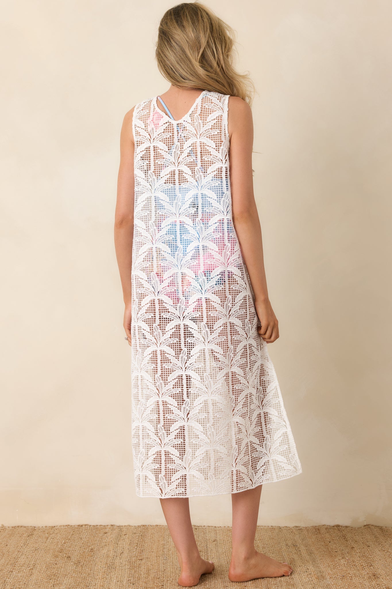 Paradisa Stella Maris Ivory Sheer Lace Cover Up Midi Dress