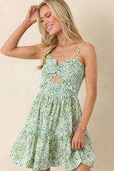 Paradisa Cayo Costa Seaglass Green Ruffled Cut-Out Mini Dress