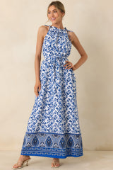 Effortless Days Blue Floral Sleeveless Maxi Dress