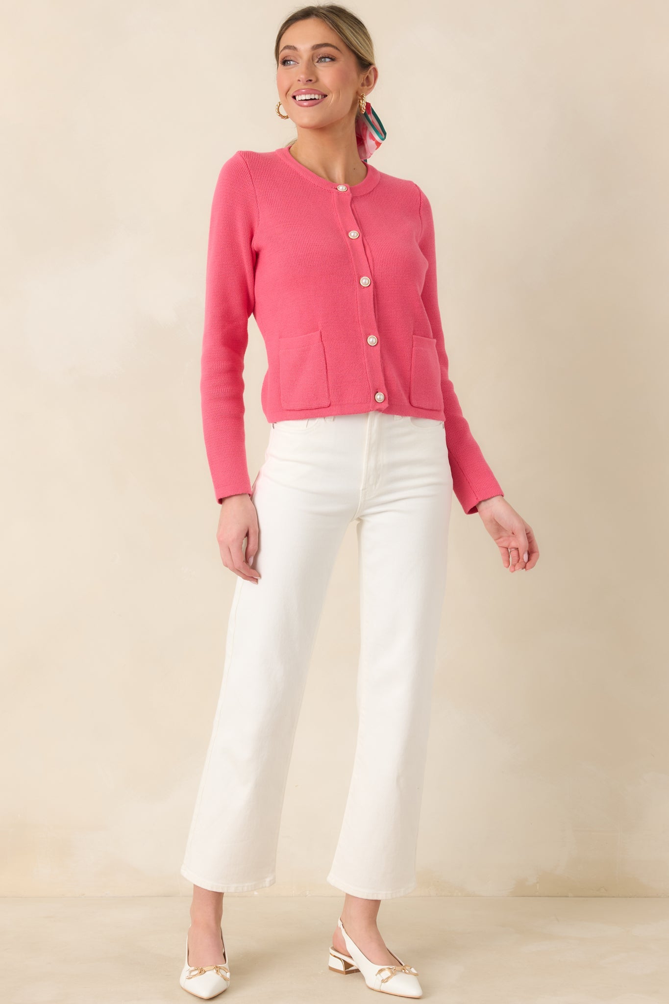Prosperina Kennedy Azalea Pink Cotton Cardigan