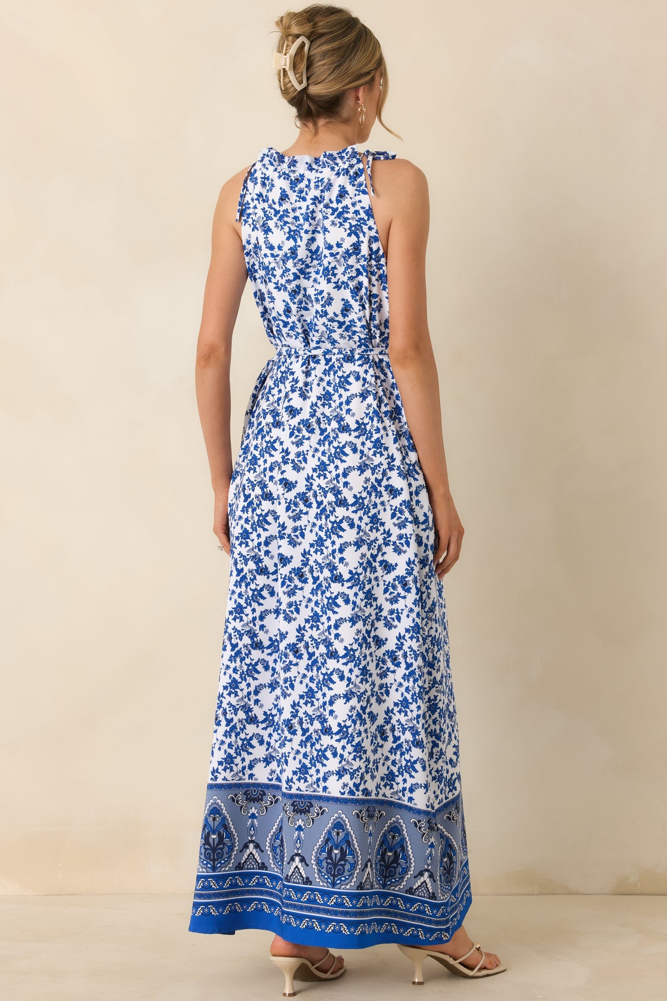 Effortless Days Blue Floral Sleeveless Maxi Dress