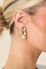 All Dressed Up Gold & Pearl Layered Drop Earrings