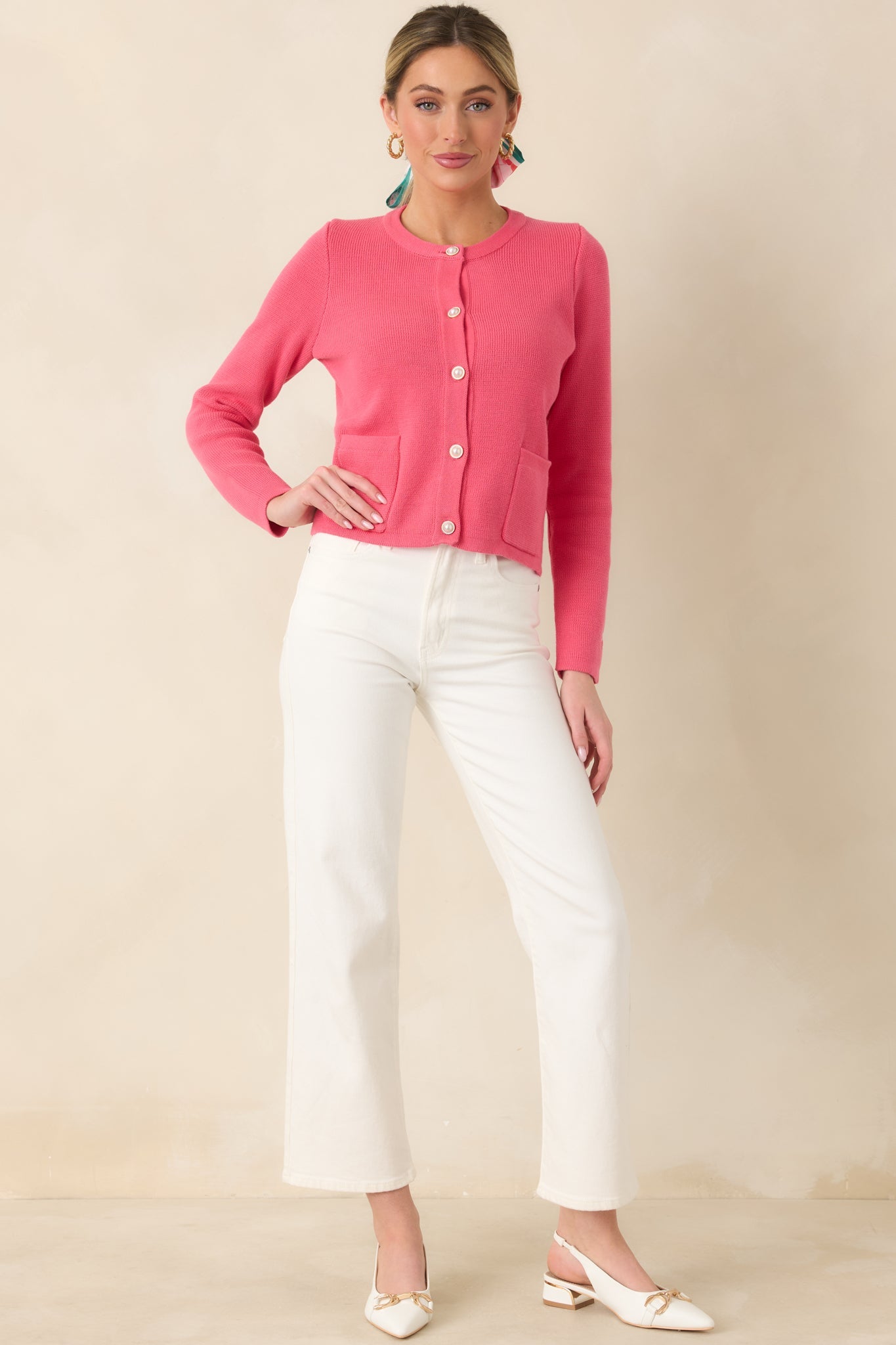 Prosperina Kennedy Azalea Pink Cotton Cardigan