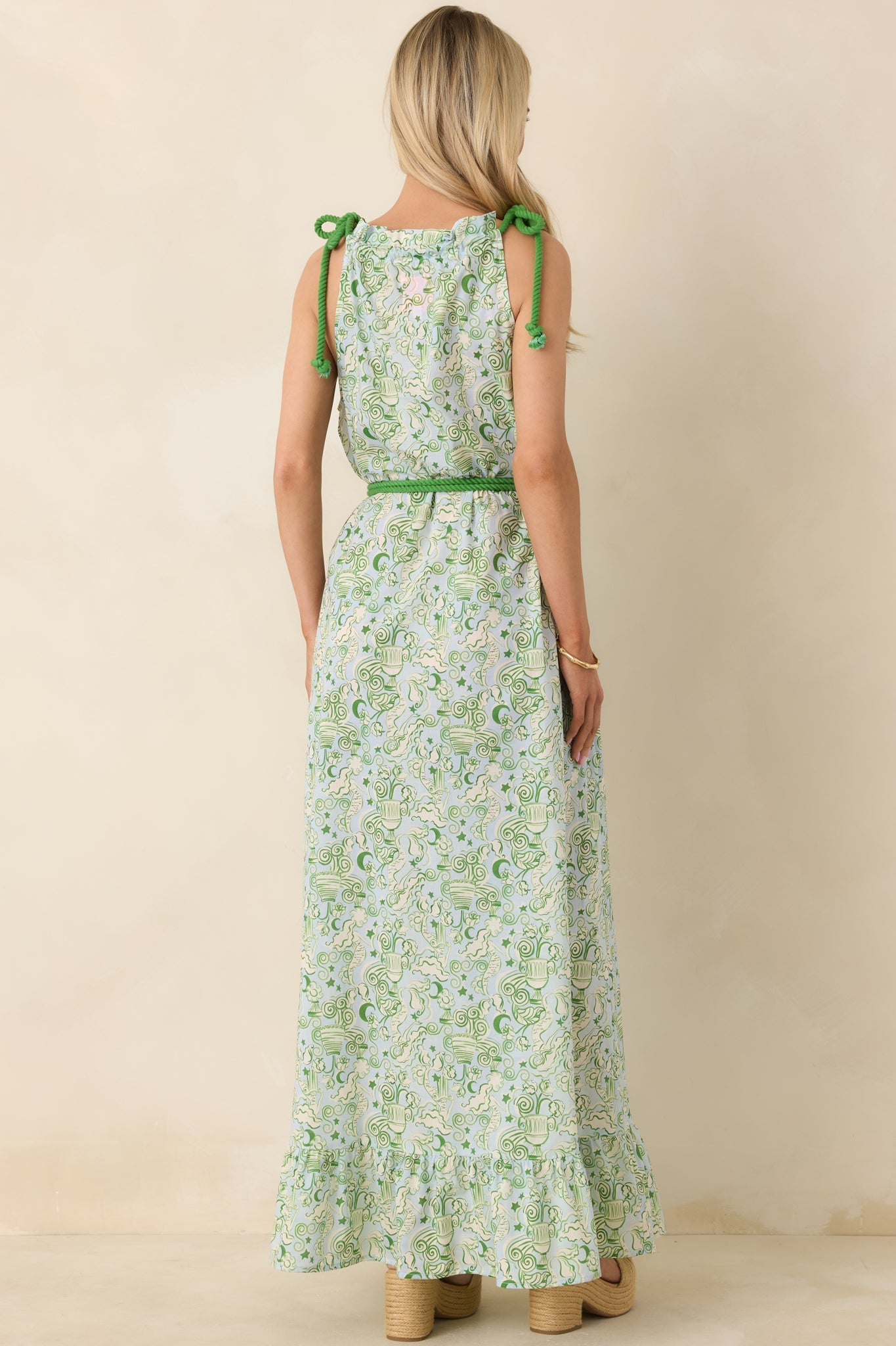 Paradisa Santa Rosa Seaglass Green Cotton Maxi Dress