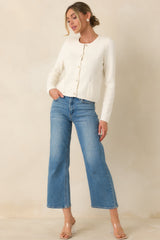 Prosperina Kennedy Ivory Cotton Button Front Cardigan