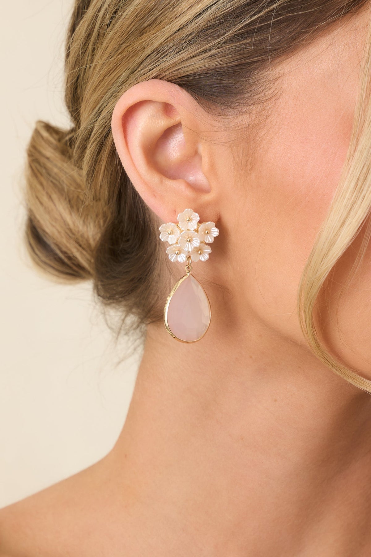Love That for You Blush Floral Teardrop Earrings