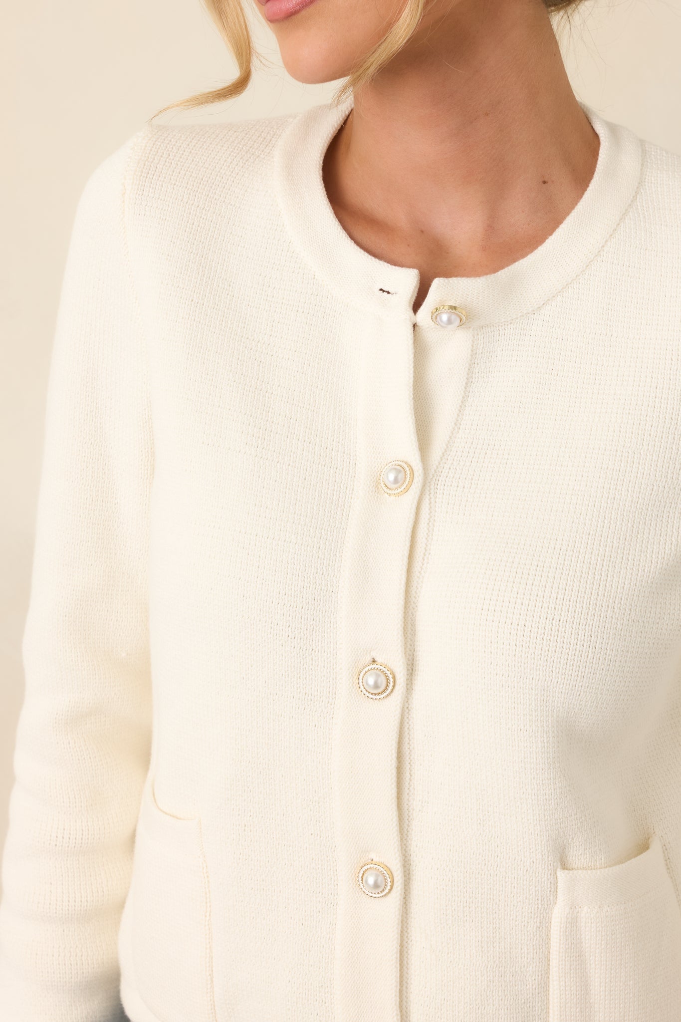 Prosperina Kennedy Ivory Cotton Button Front Cardigan