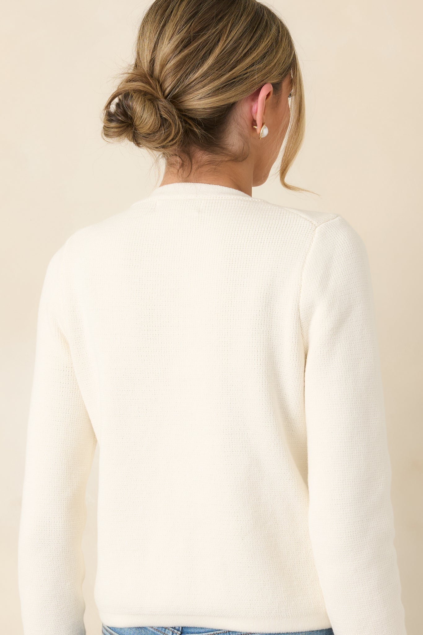 Prosperina Kennedy Ivory Cotton Button Front Cardigan