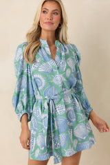 Paradisa Conch Key Oceana Blue Multi Puff Sleeve Mini Dress