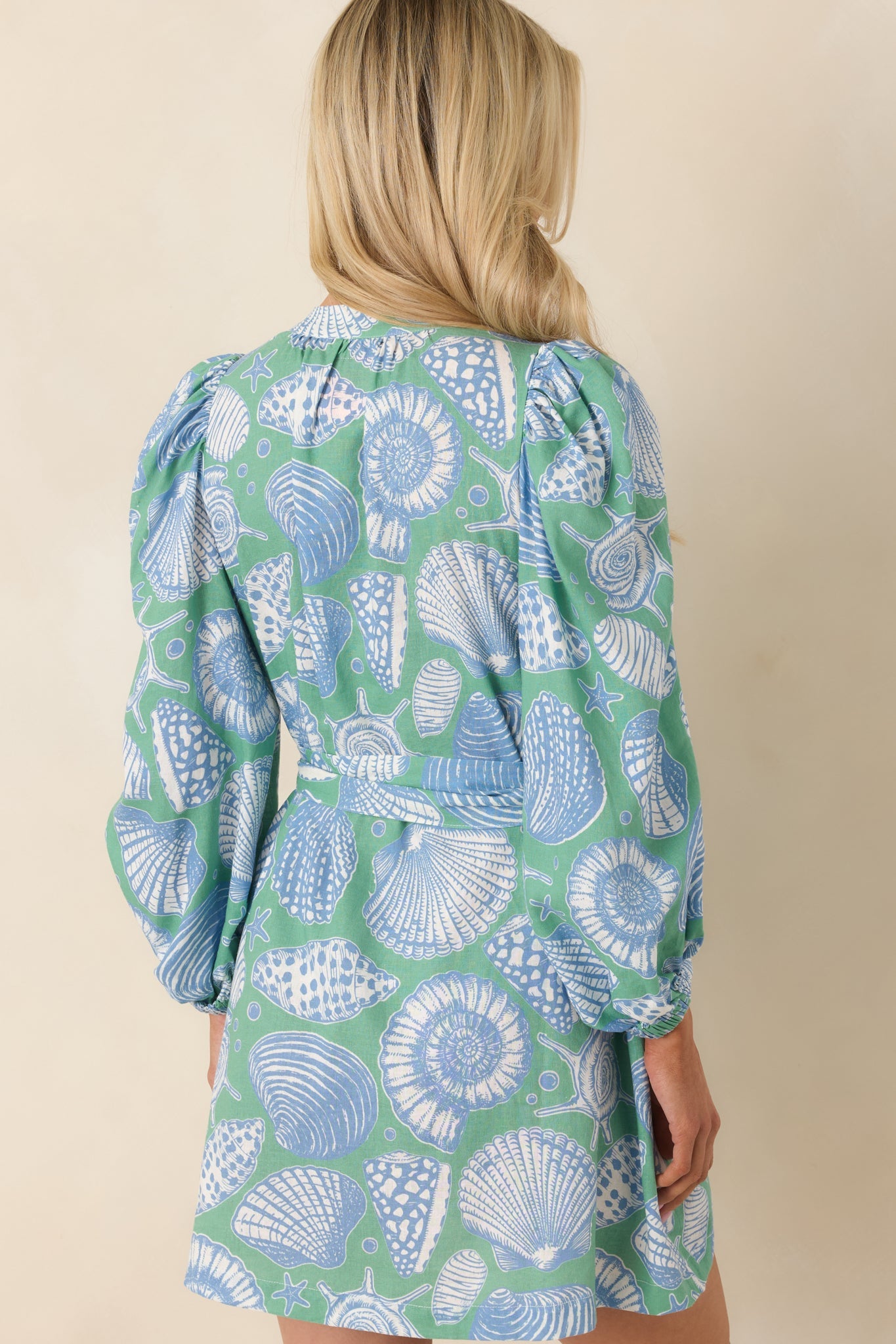 Paradisa Conch Key Oceana Blue Multi Puff Sleeve Mini Dress