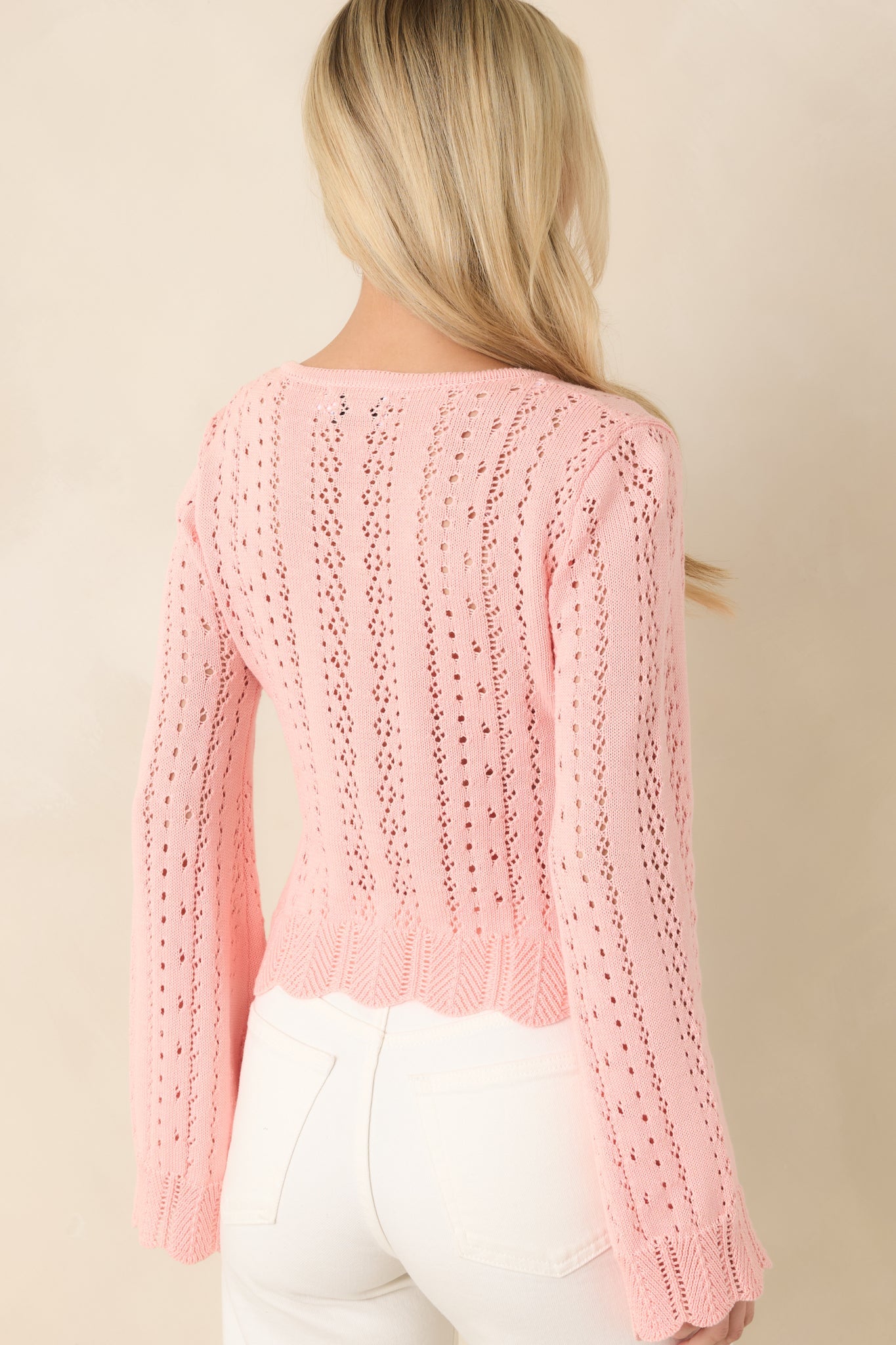 MINKPINK Sienna Soft Pink Cotton Pointelle Cardigan