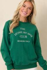 Home By 8PM Club Forest Green Cotton Crewneck Sweatshirt