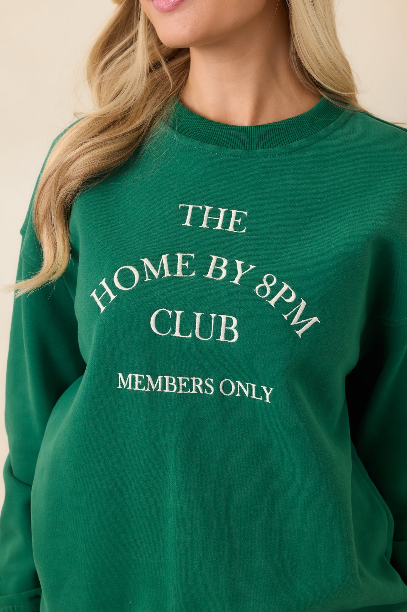 Home By 8PM Club Forest Green Cotton Crewneck Sweatshirt