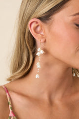 Flower Child Ivory Pearlescent Lily Of The Valley Drop Earrings