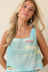 Paradisa Bahia Bay Blue Multi Cotton Reef Print Open Back Top
