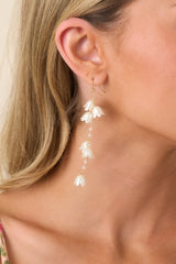 Flower Child Ivory Pearlescent Lily Of The Valley Drop Earrings