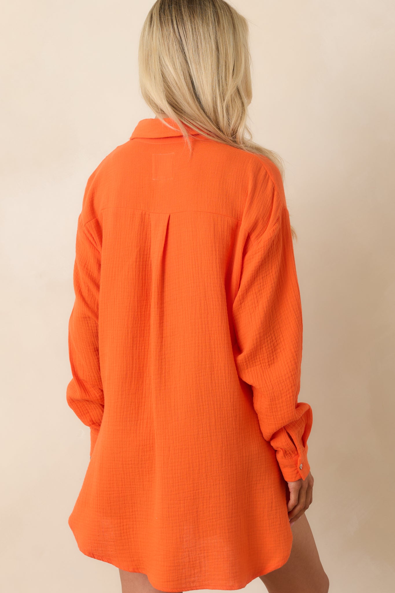 Paradisa Naples Orange Cotton Button-Up Top