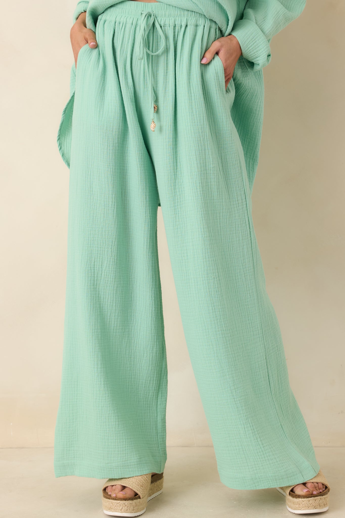 Paradisa Dunedin Seaglass Green Cotton Drawstring Pants
