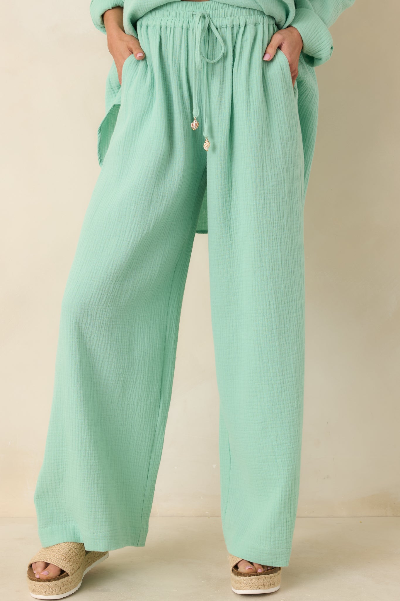 Paradisa Dunedin Seaglass Green Cotton Drawstring Pants