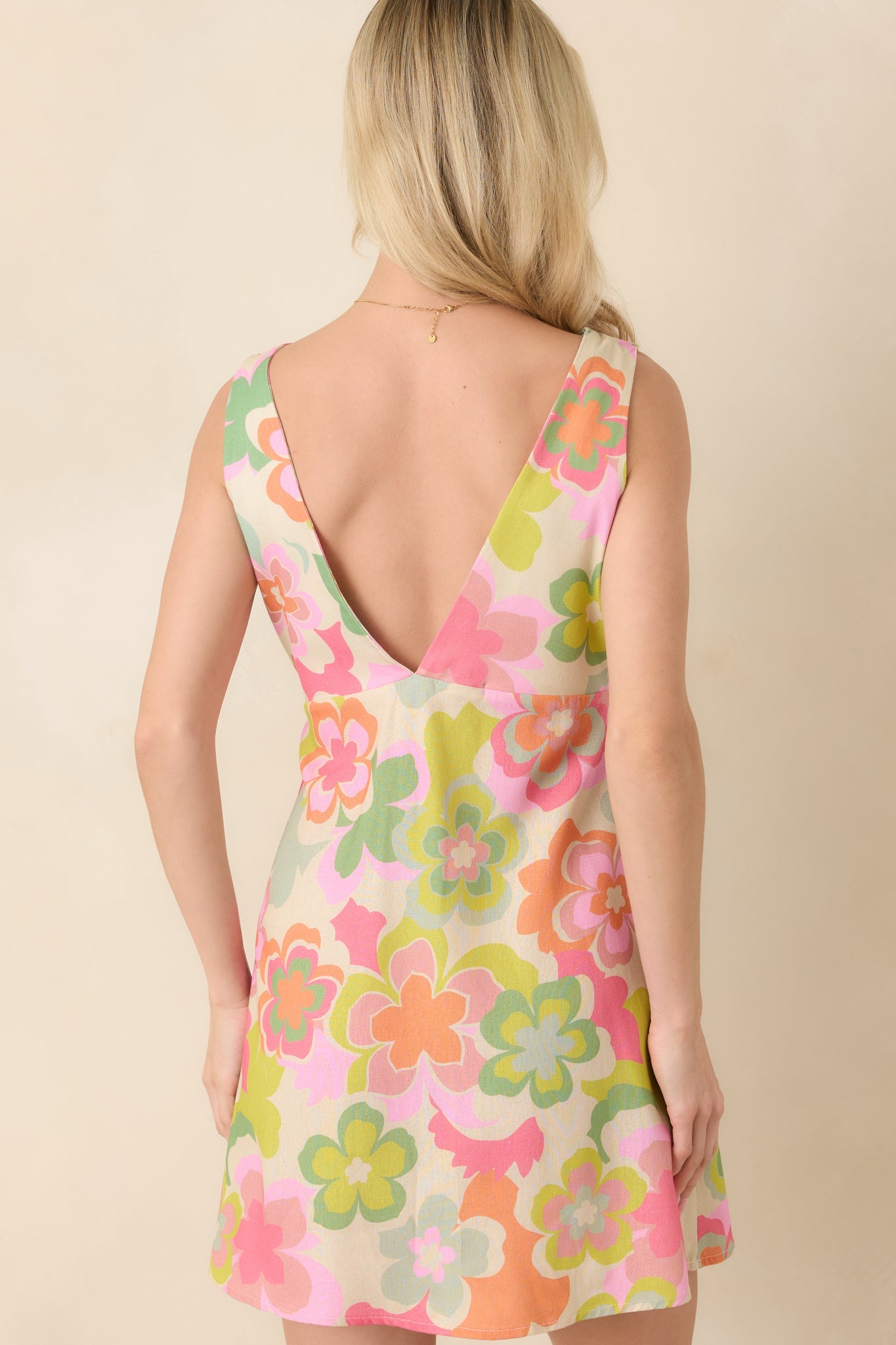 Groove With Me Pink & Green Multi Floral Mini Dress