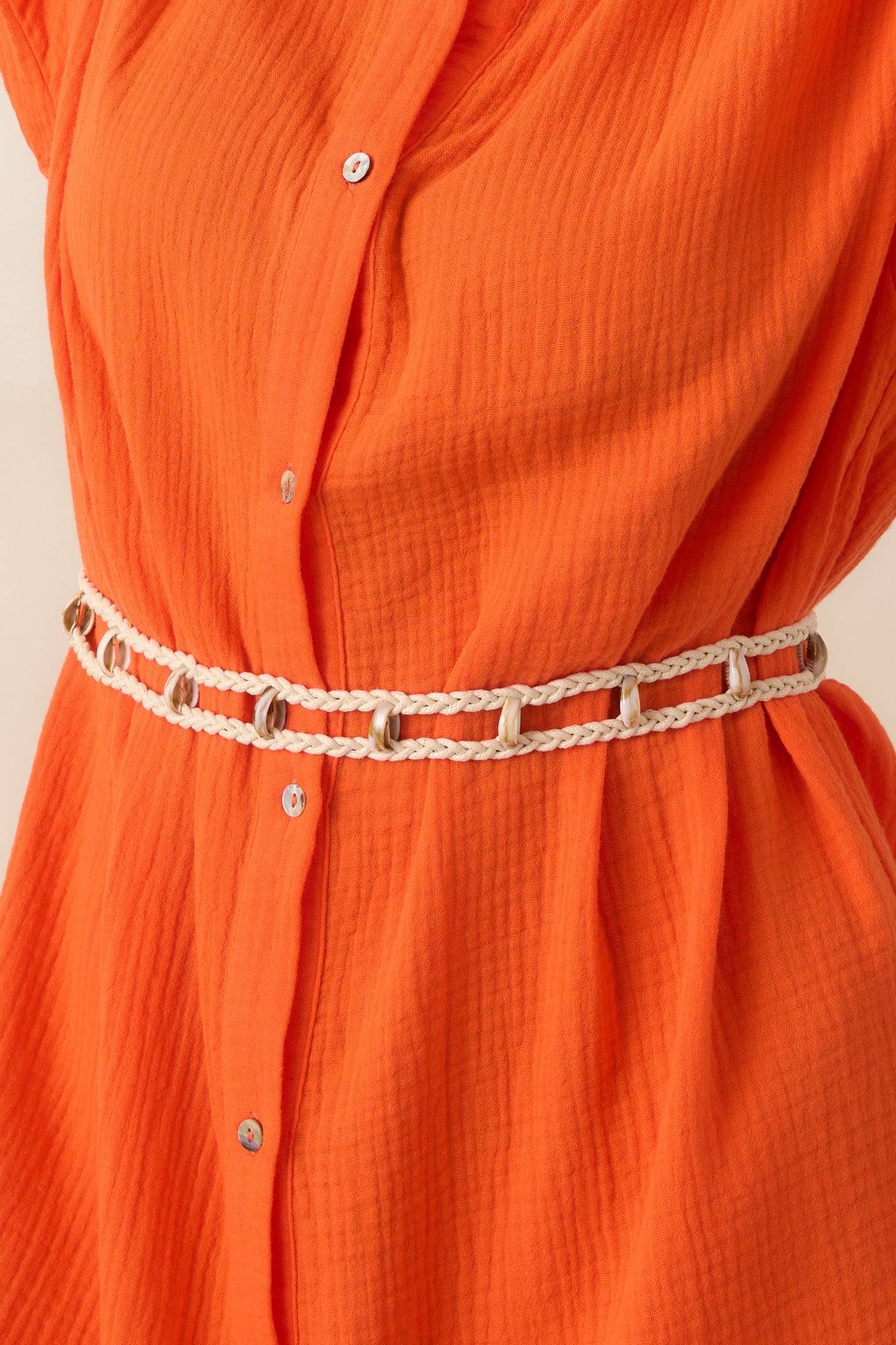 Paradisa St. Augustine Orange Cotton Belted Shirt Dress