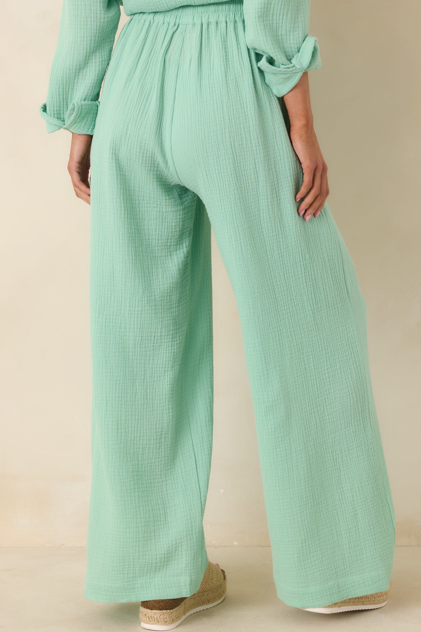 Paradisa Dunedin Seaglass Green Cotton Drawstring Pants