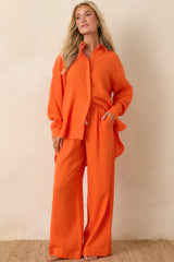 Paradisa Naples Orange Cotton Button-Up Top