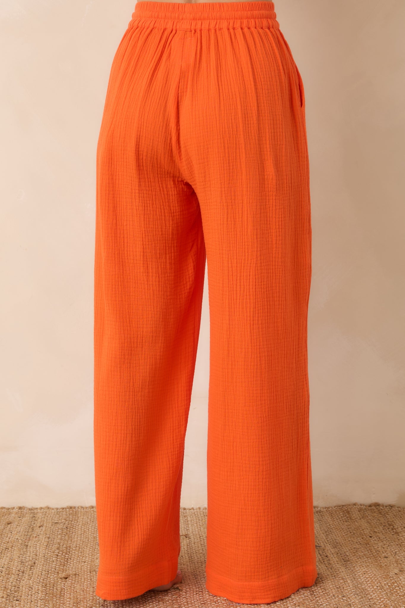 Paradisa Dunedin Orange Cotton Wide Leg Drawstring Pants