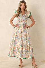 Where the Sun Goes Ivory Multi Floral Paisley Cotton Maxi Dress