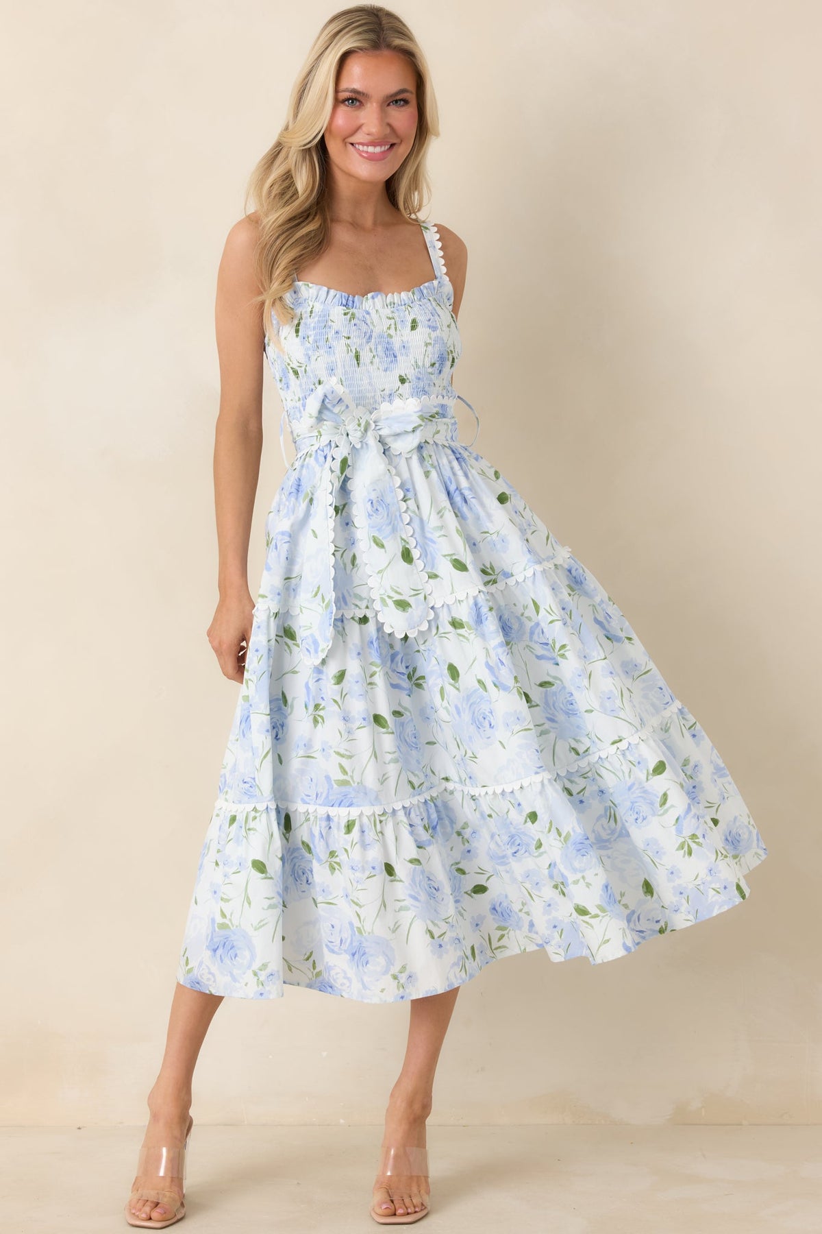 EXCLUSIVE: Prosperina Darcy Light Blue Floral Print Cotton Maxi Dress