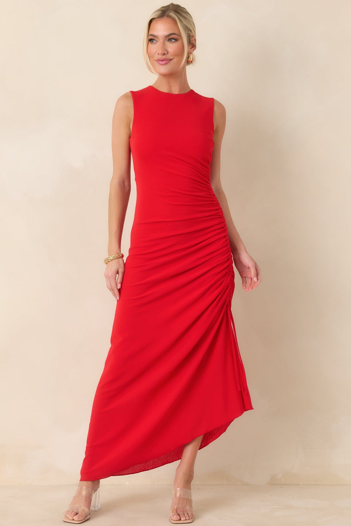 MINKPINK Rosa Red Drawstring Midi Dress
