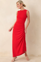 MINKPINK Rosa Red Drawstring Midi Dress