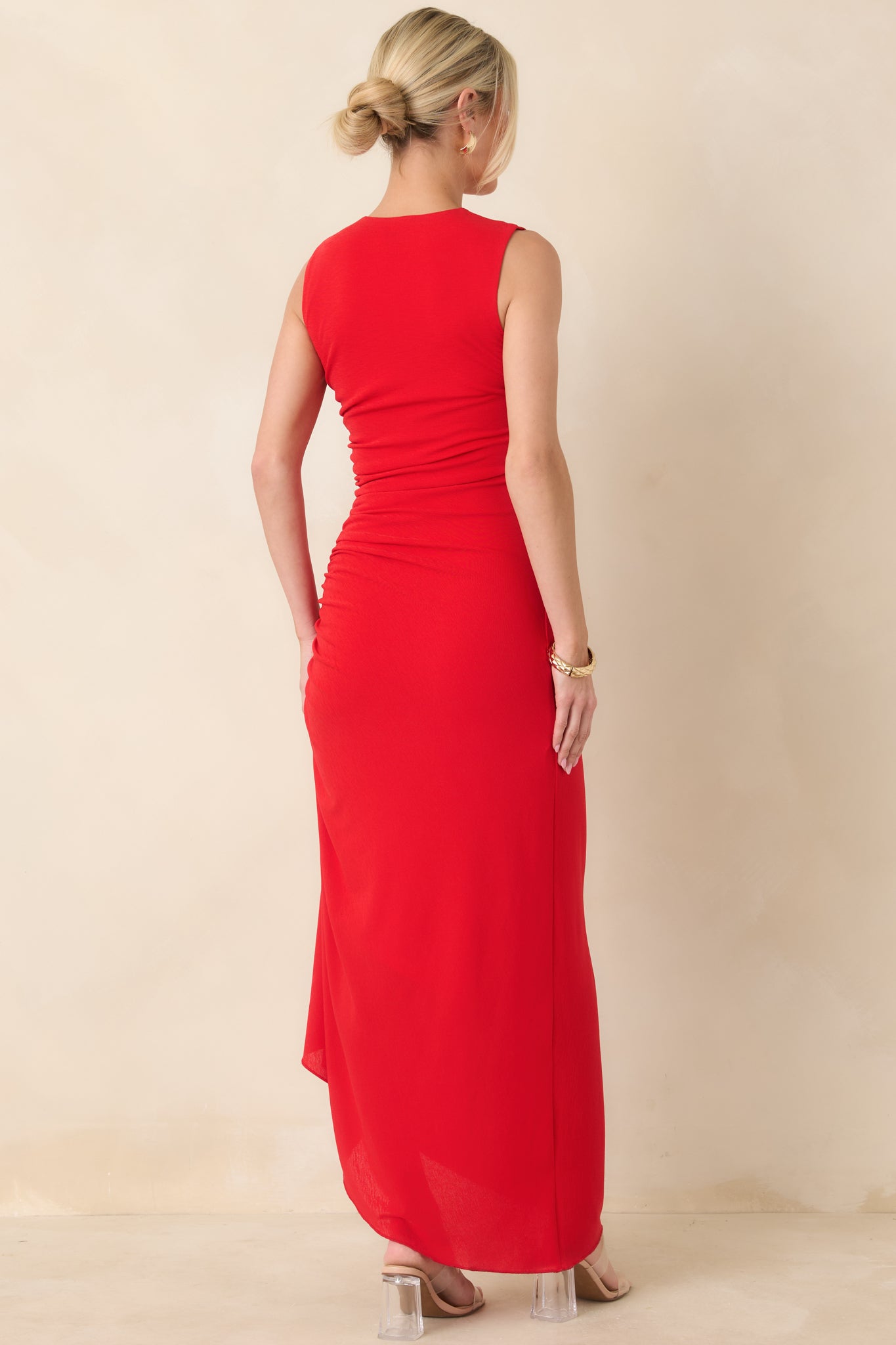 MINKPINK Rosa Red Drawstring Midi Dress