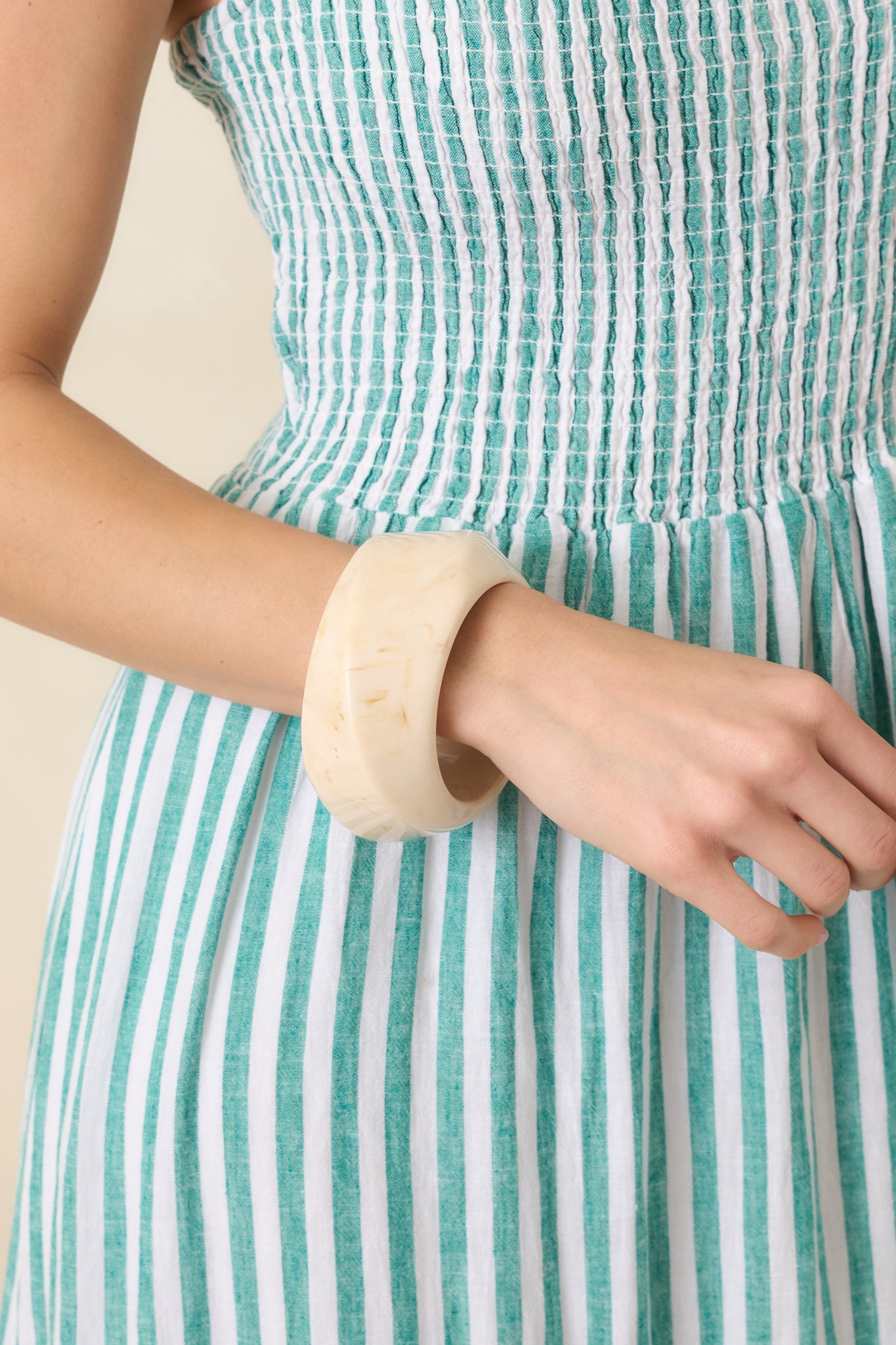 Came Back Better Ivory Marble Twisted Bangle Bracelet