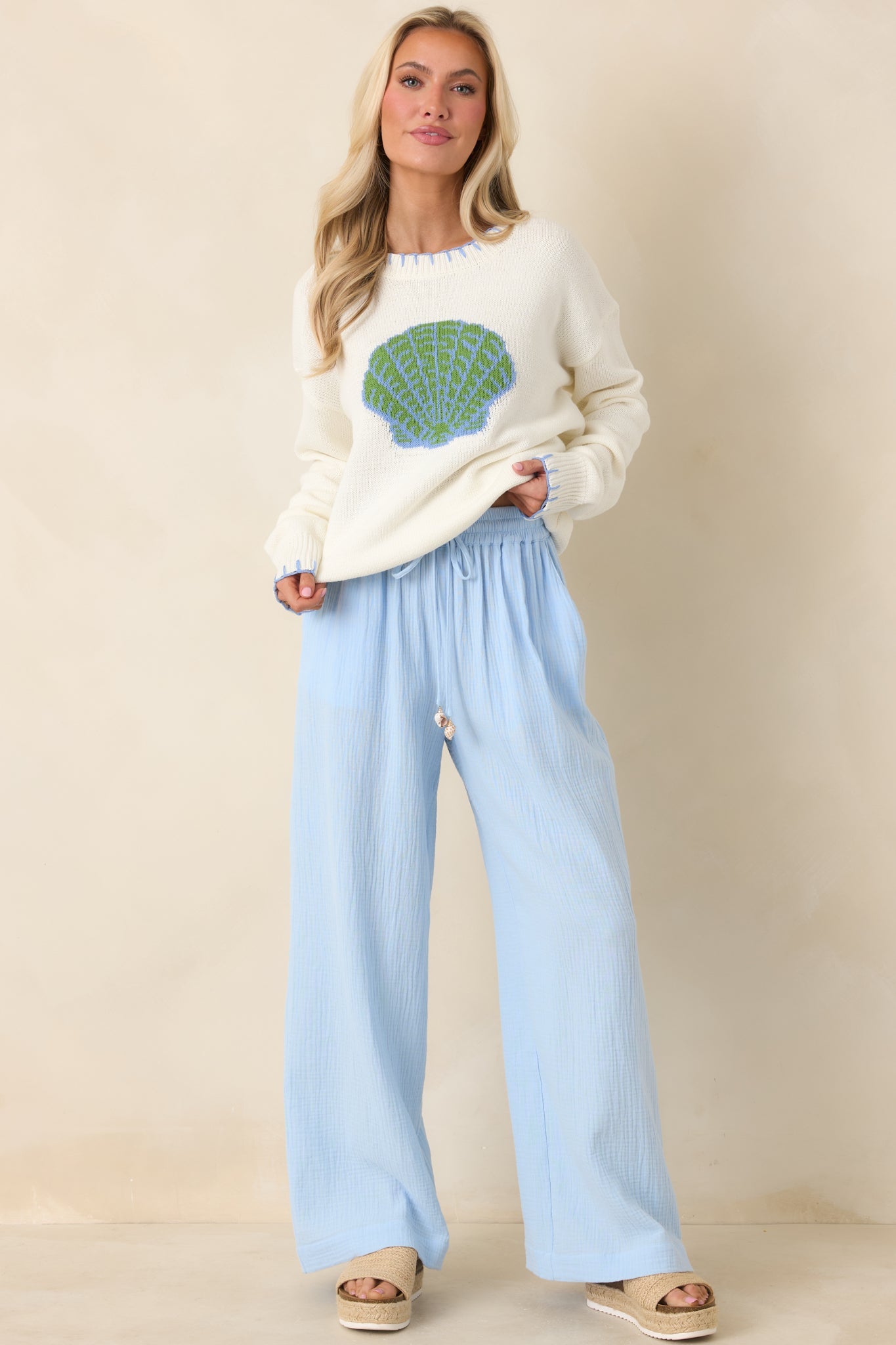 Paradisa Dunedin Oceana Blue Cotton Drawstring Pants