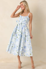 EXCLUSIVE: Prosperina Darcy Light Blue Floral Print Cotton Maxi Dress