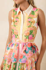 Just A Little Extra Yellow Multi Floral Tiered Midi Dress