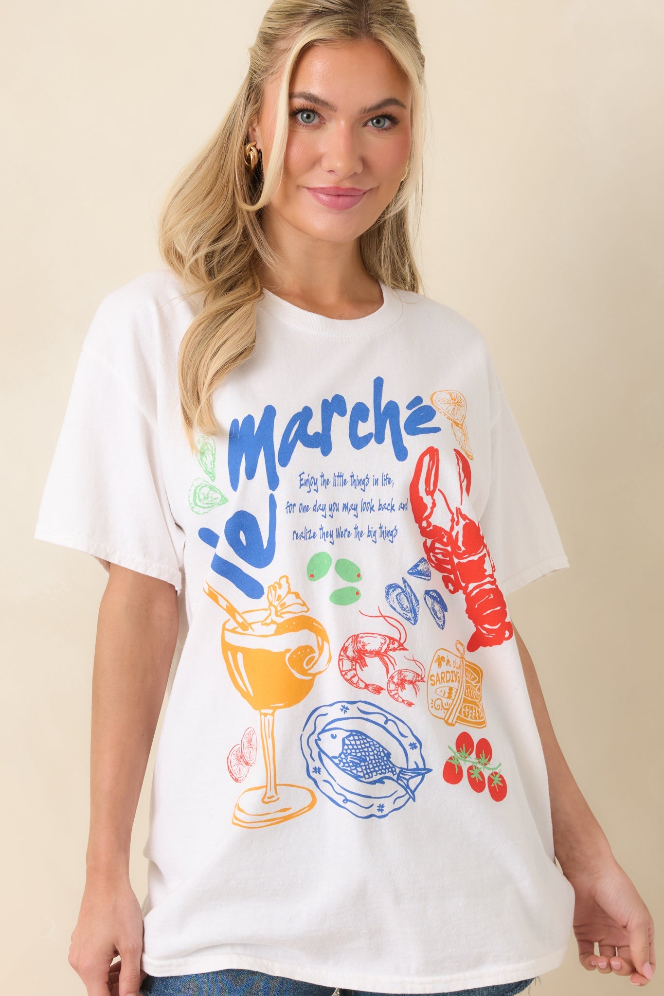 That Island Breeze White Cotton Coastal Market Graphic Tee