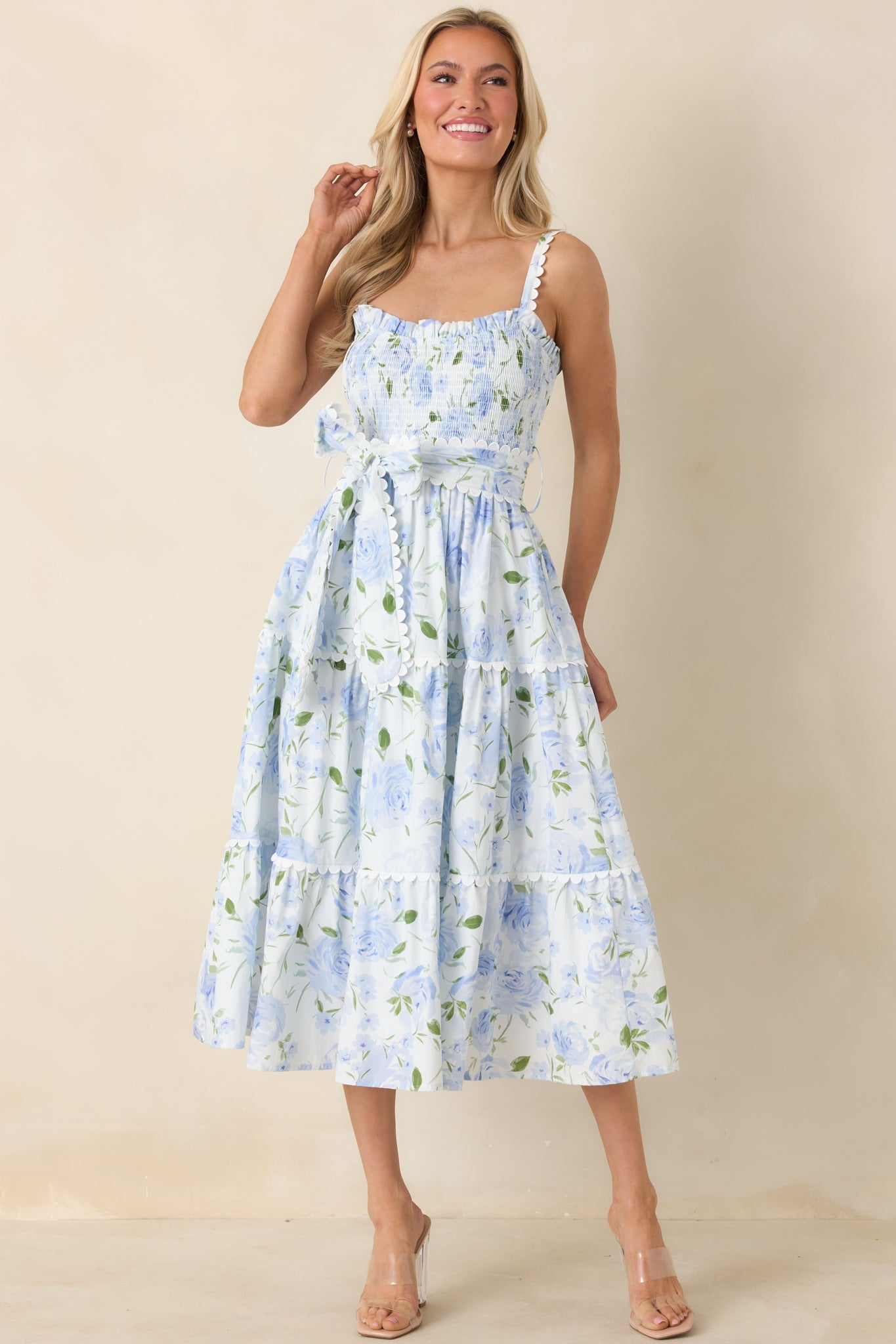 EXCLUSIVE: Prosperina Darcy Light Blue Floral Print Cotton Maxi Dress