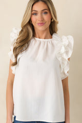 Dawn Of My Heart Ivory Ruffled Top