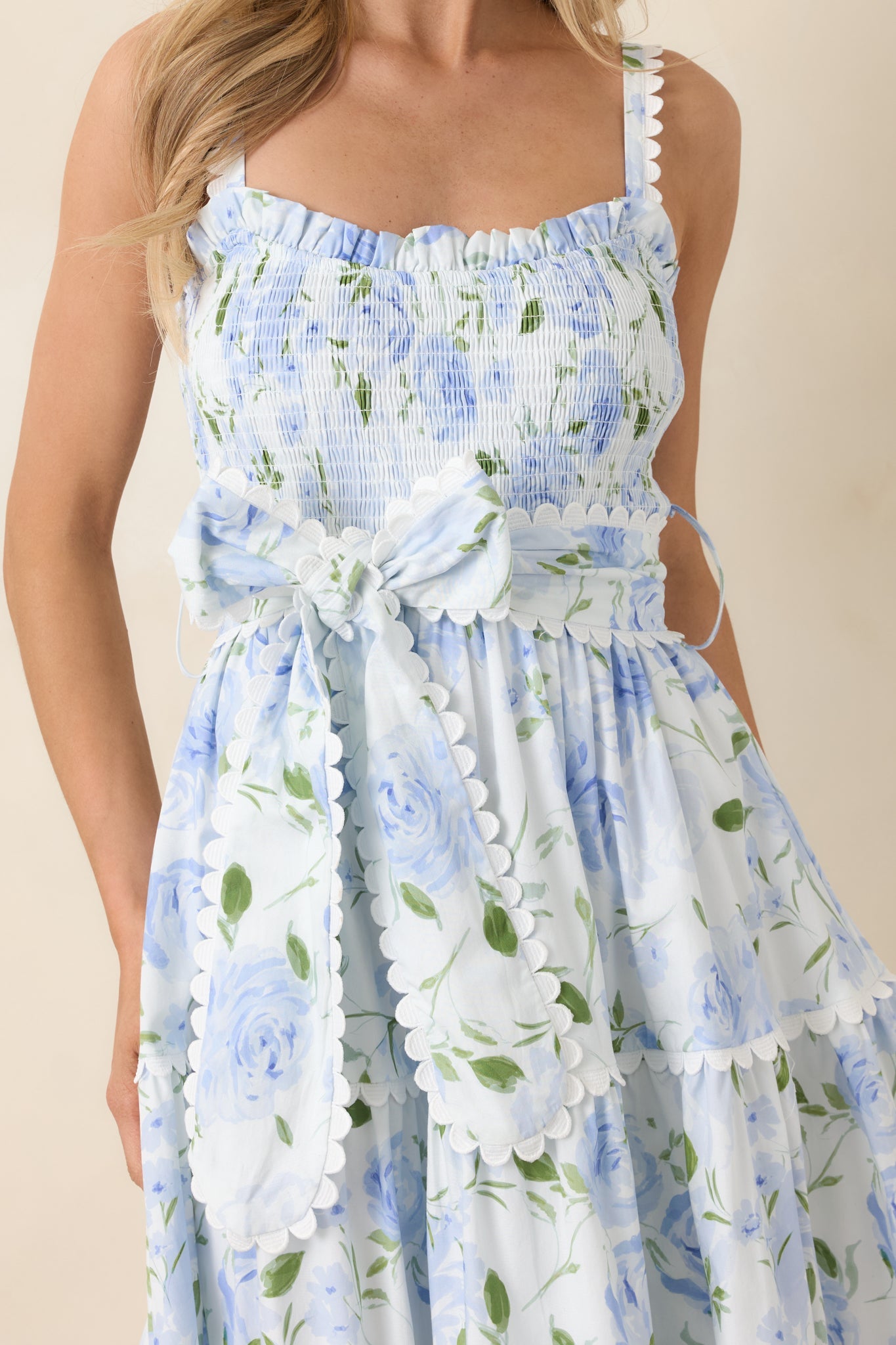 EXCLUSIVE: Prosperina Darcy Light Blue Floral Print Cotton Maxi Dress