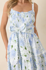 EXCLUSIVE: Prosperina Darcy Light Blue Floral Print Cotton Maxi Dress