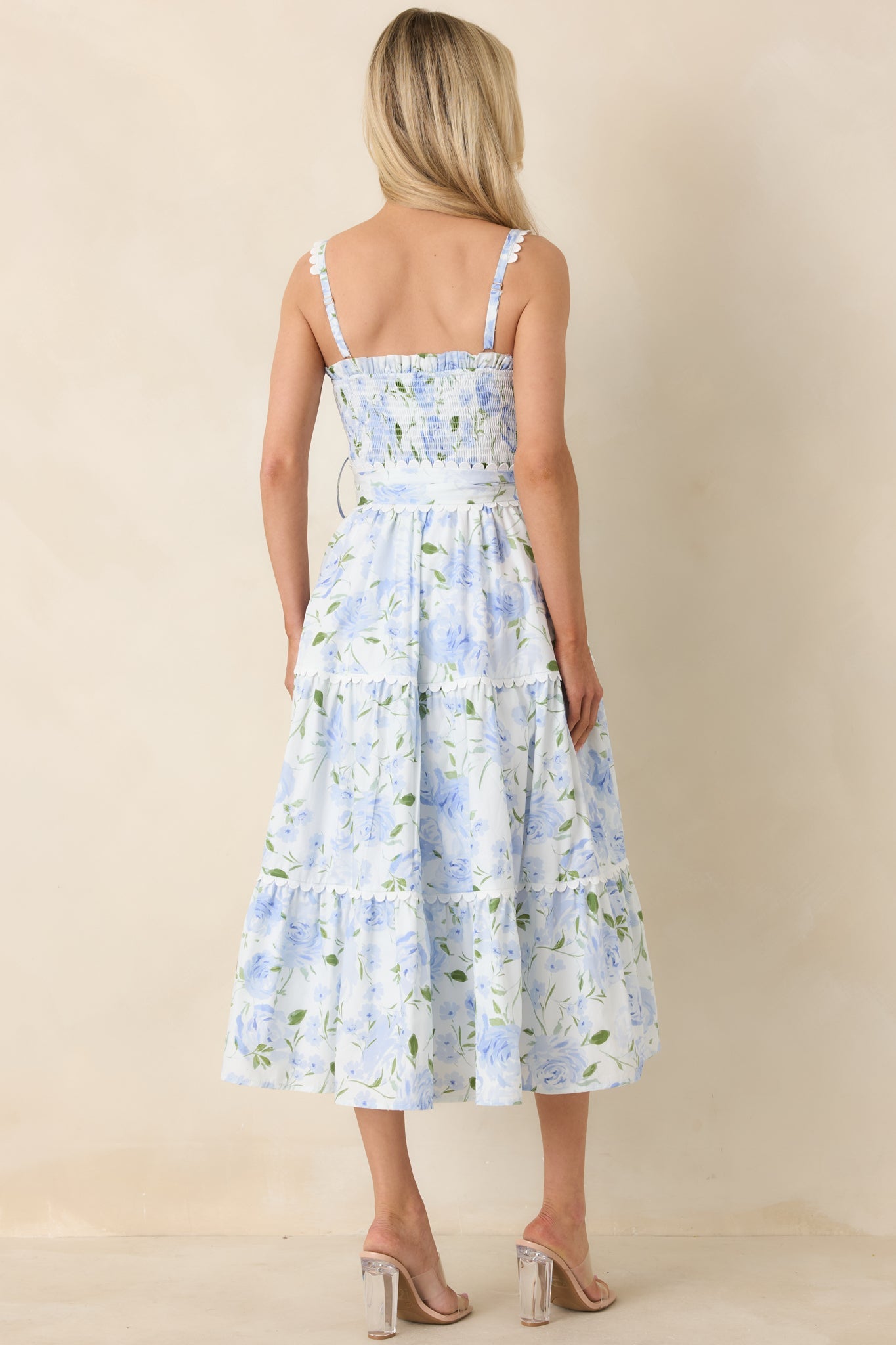 EXCLUSIVE: Prosperina Darcy Light Blue Floral Print Cotton Maxi Dress